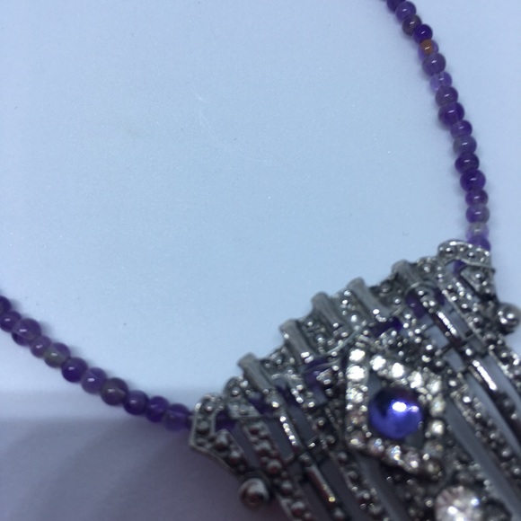 Amethyst Necklace with stunning vintage brooch - Picture 3 of 5